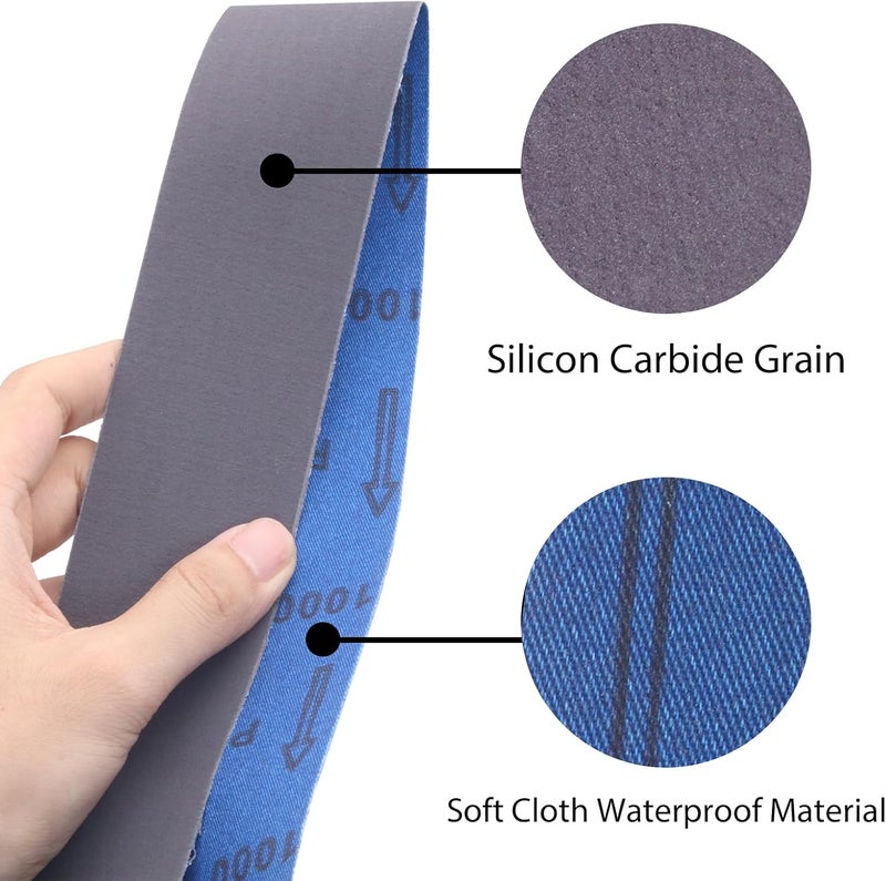 SHUTTLE GENIUS 2 x 72 Sanding Belts,2x72 Silicon Carbide Knife Sharpening Sander Belt, 2 Pcs Each of 600, 800, 1000 Grits Grinding Belts for Belt Sander,6 Pack - Image 5